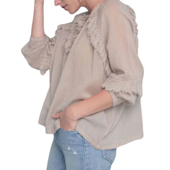 Roberta Roller Rabbit 100% Wool Long Sleeve Peasant Blouse XS costal preppy whim - Picture 2 of 8